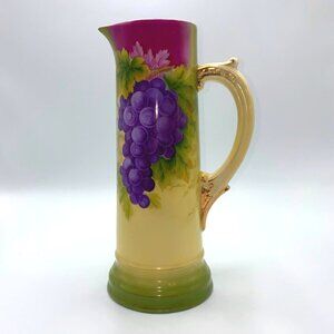 Tirschenreuth Bavaria Hand Painted Grapes Motif Porcelain Pitcher